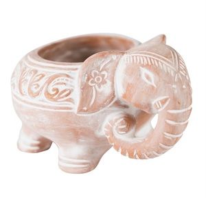 🆕 Handmade Terracotta Elephant Planter Drainage Whitewashed Indoor Outdoor